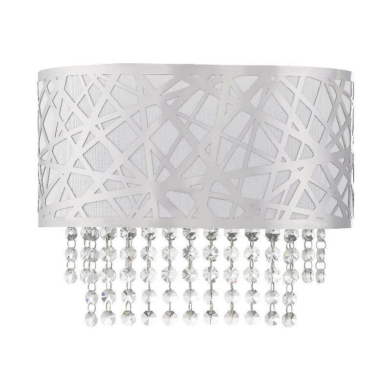 Polished Chrome Laser-Cut 1-Light Wall Sconce with Crystals