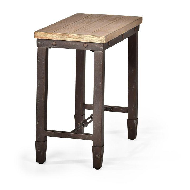 Antique Tobacco Pine and Iron Industrial End Table