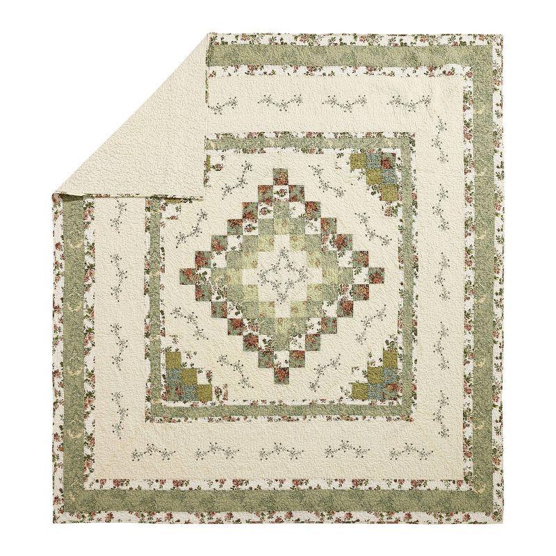 Modern Heirloom Olivia Floral Embroidered Patchwork 3-Piece Quilt Set