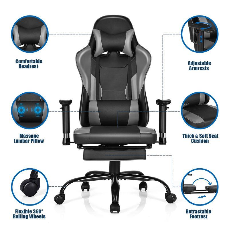 Costway Gaming Chair Racing High Back Office Chair w/ Footrest Black