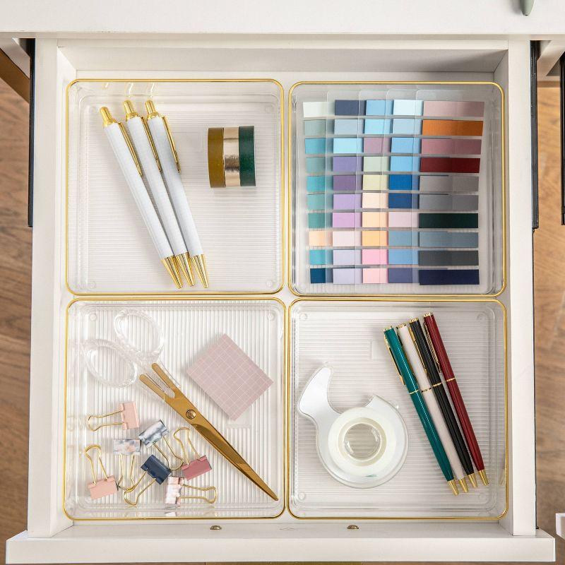 Thomas Martha Stewart Plastic Stackable Office Desk Drawer Organizers with Metallic Trim, 6" x 6"