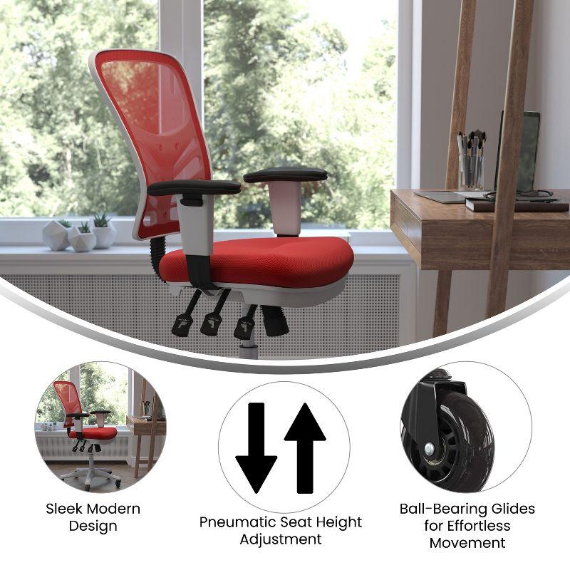 Flash Furniture Mid-Back Ergonomic Multifunction Mesh Chair with Polyurethane Wheels-Red