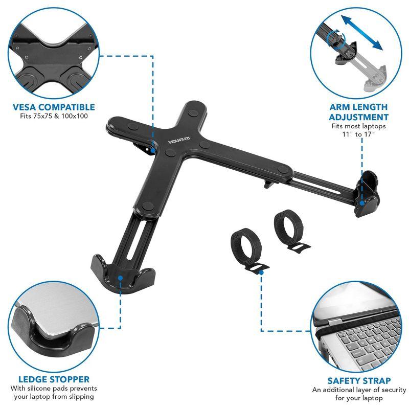 Mount-it Mount-It! VESA Clamp On Laptop Tray Notebook Holder Arm with Safety Strap and Safety Ledge Stopper