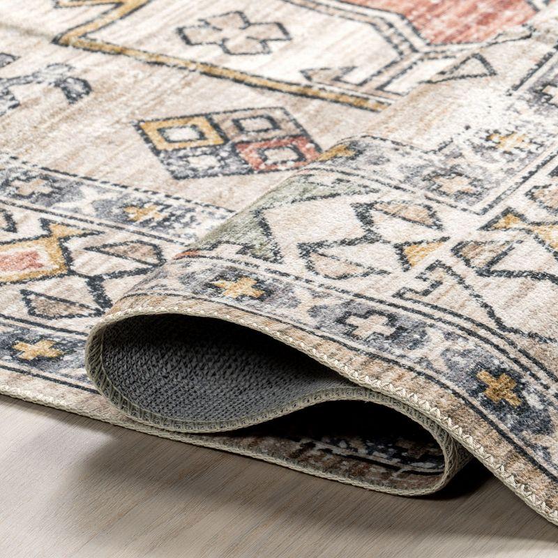 Nuloom Mae Medallion 2x3 Machine Washable Accent Indoor Area Rug for Living Room Bedroom Dining Room Entryway Kitchen, Peach/Ivory