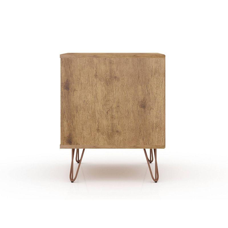 Set of 2 Rockefeller 1 Drawer Nightstands Nature/Rose Pink - Manhattan Comfort: Mid-century Design, Metal Legs, MDF