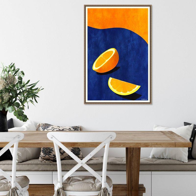 23"x33" Orange Wedge by Bo Anderson: Modern Abstract Citrus Art - Amanti Art