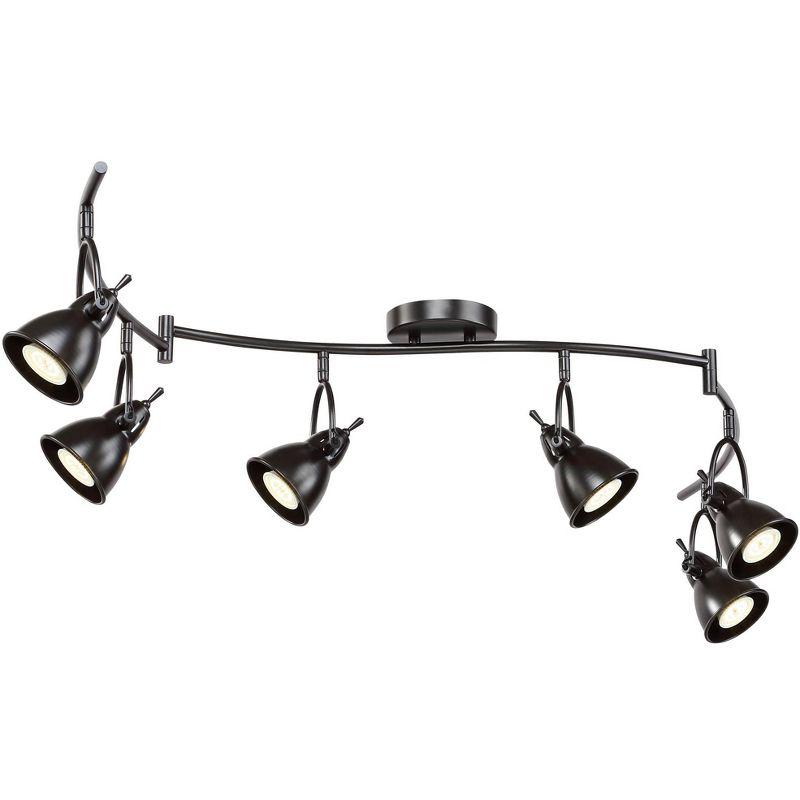 Pro Track Thorndale 6-Head LED Ceiling Track Light Fixture Kit Spot Light GU10 Brown Bronze Finish Metal Farmhouse Rustic Kitchen Bathroom 68" Wide