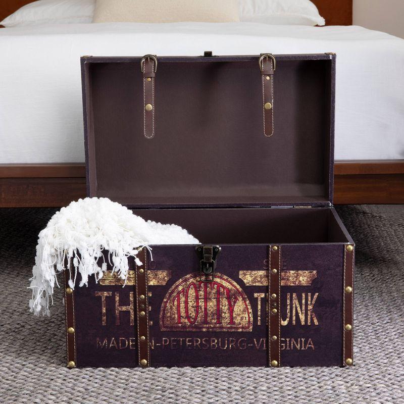 Household Essentials Large Decorative Trunk Green/Black: Multicolored Storage Trunk for All Ages, 22" Width