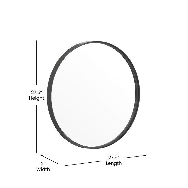 Merrick Lane Monaco 27.5" Round Accent Wall Mirror in Black with Metal Frame for Bathroom, Vanity, Entryway, Dining Room, & Living Room