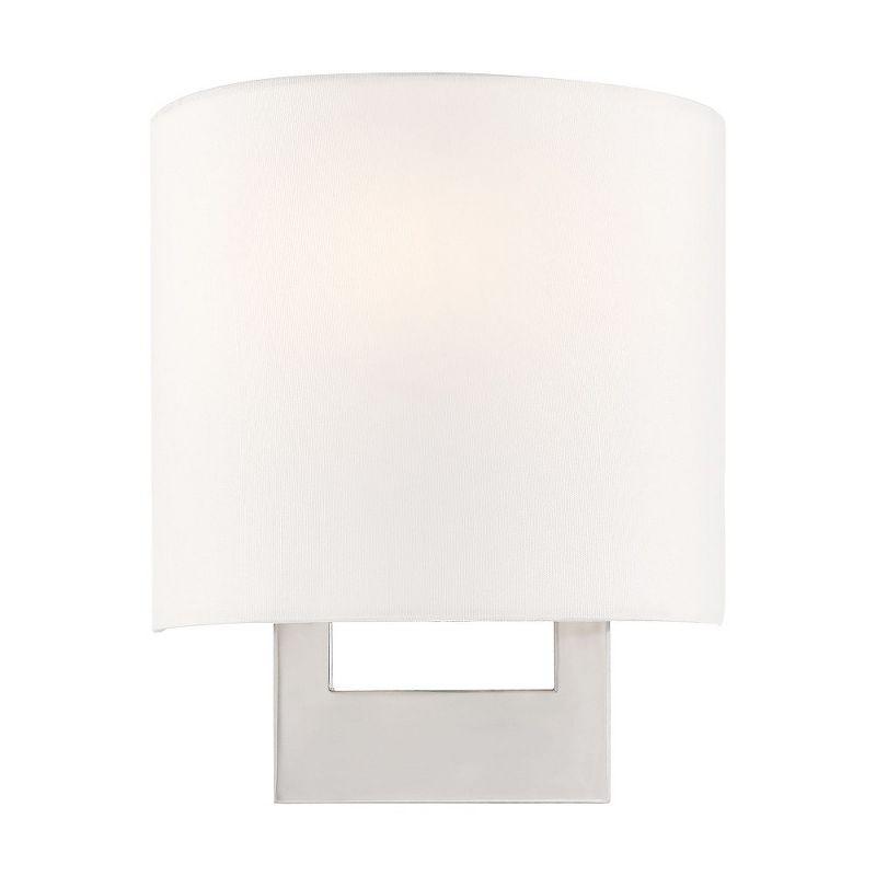 Elegant Brushed Nickel 1-Light Wall Sconce with Off-White Shade