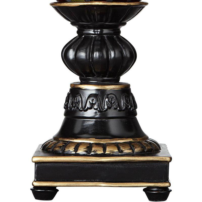 Regency Hill Traditional Uplight Accent Table Lamp 12" High Dark Bronze Amber Mosaic Glass Shade Bedroom House Bedside Nightstand