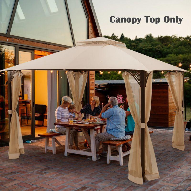 Costway 10' x 12' Patio Gazebo Replacement Top Cover 2-Tier Canopy CPAI-84 Outdoor Beige