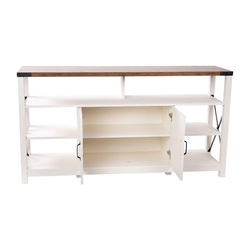 Flash Furniture Wyatt 60" Modern Farmhouse Tall TV Console Cabinet with Storage Cabinets and Shelves for TV's up to 60"