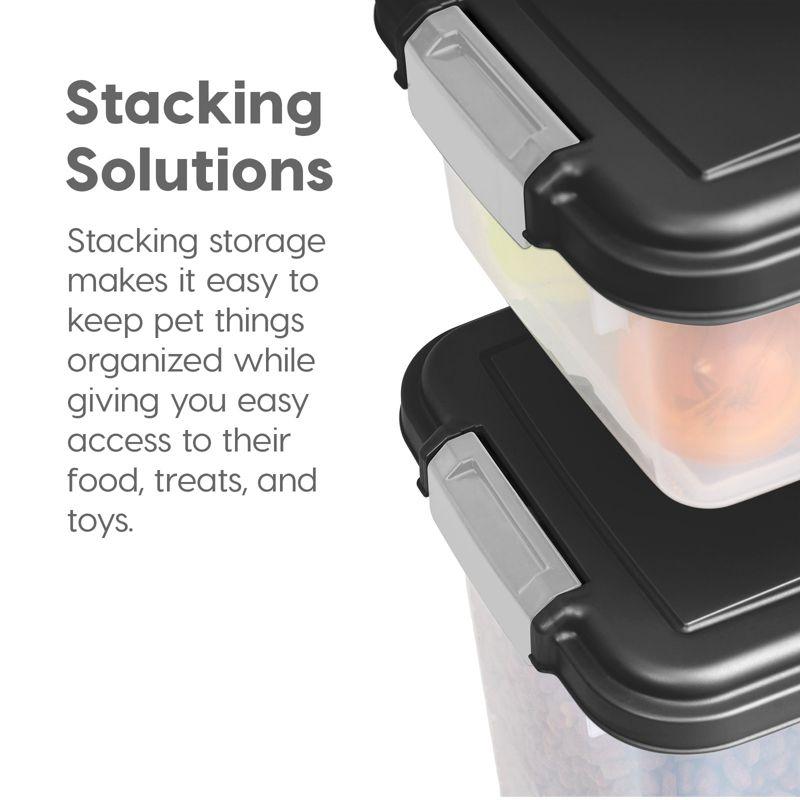 IRIS USA 30 lbs & 11 lbs Combo Airtight Dog Food Storage Container, Stackable Treat Box, 2-Cup Scoop, Casters, Keep Fresh, Easy Mobility, Black