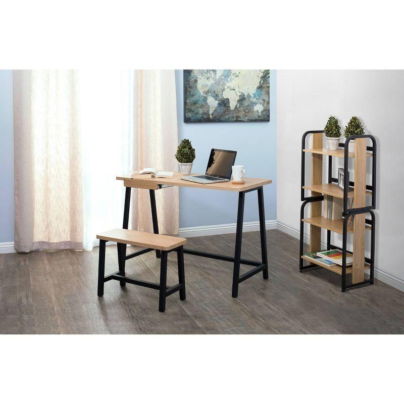 Craft Desk Wood Light Brown - Studio Designs: Home Office Furniture Set with Bench, Laminated Surface