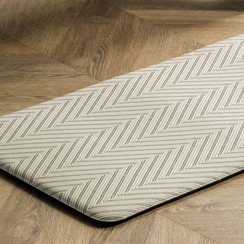 Beige Rectangular Anti-Fatigue Kitchen Comfort Mat