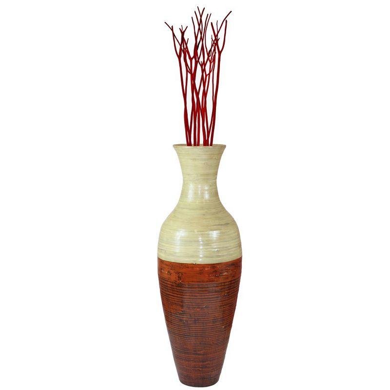Uniquewise 43-Inch-Tall Vase, Large Floor Vase, Flower Holder, Living Room Entryway Dining Room, Red and Natural Color vase