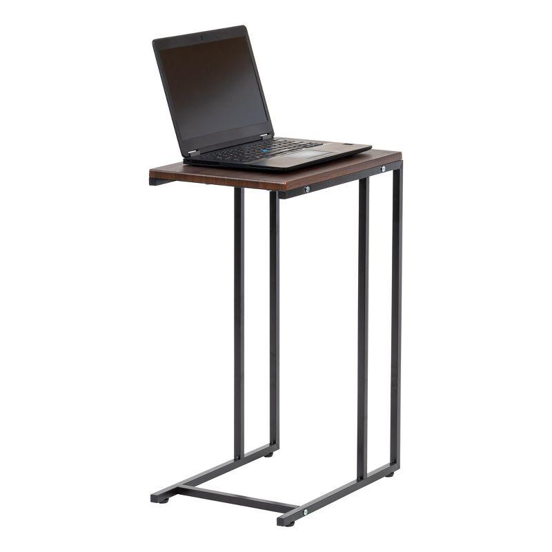 IRIS USA Wood and Metal Frame Side Table, Accent Sofa End Table Coffee Snack, Bedroom Night Stand, Living Room Computer Desk, C-Shape Wide
