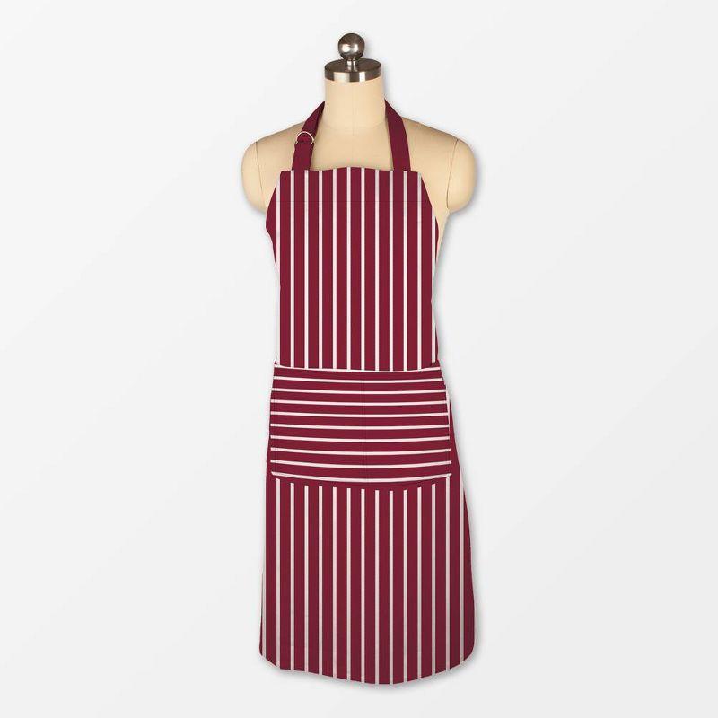 Pinstripe Chef Apron Red - MU Kitchen: Cotton Herringbone Kitchen Textile, Machine Washable, 35"x26"