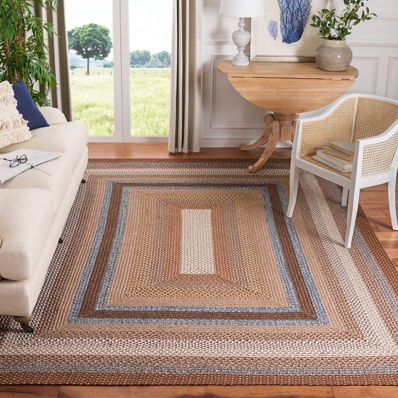 Handwoven Brown and Multicolor Reversible Synthetic Area Rug 5' x 8'