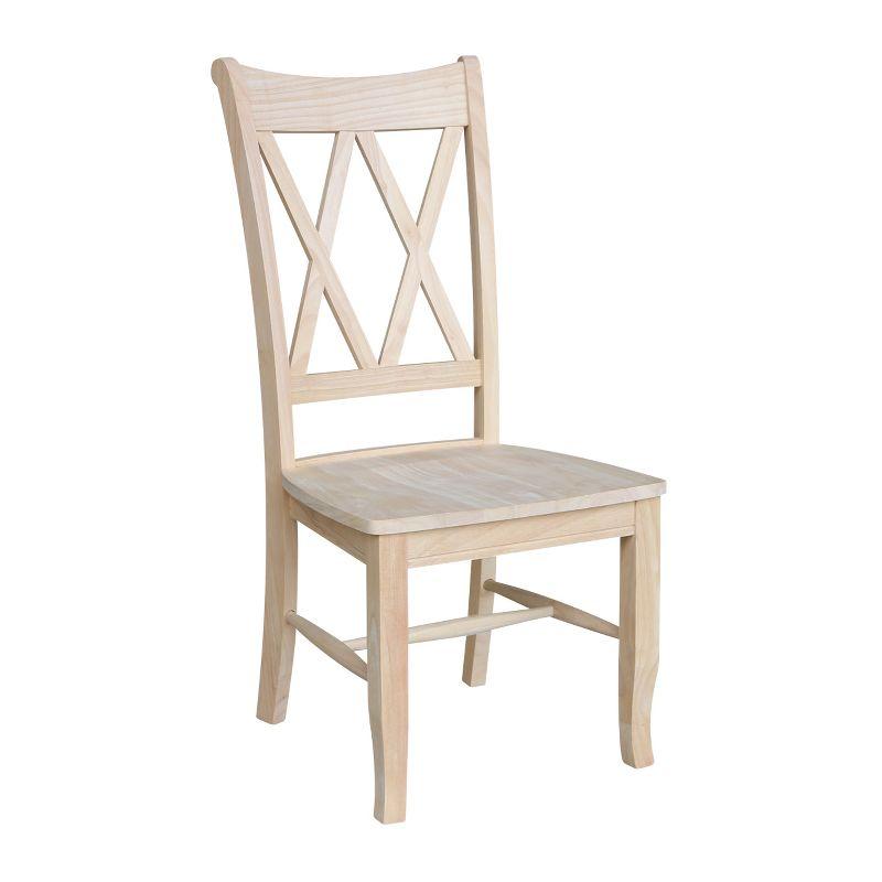 Set Of 2 Double X Back Chair Unfinished - International Concepts: Solid Wood, Armless, Unupholstered
