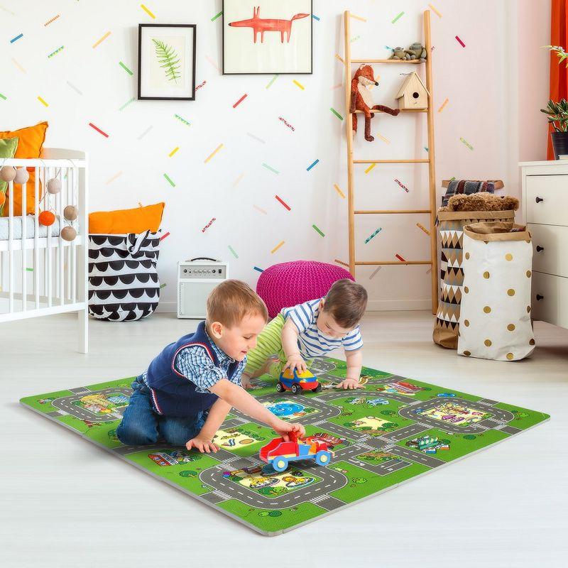 Sorbus Traffic Play mat Puzzle Foam Interlocking Tiles – Kids Road Traffic Play Rug - Children Educational Playmat Rug (9 Tiles with Borders)