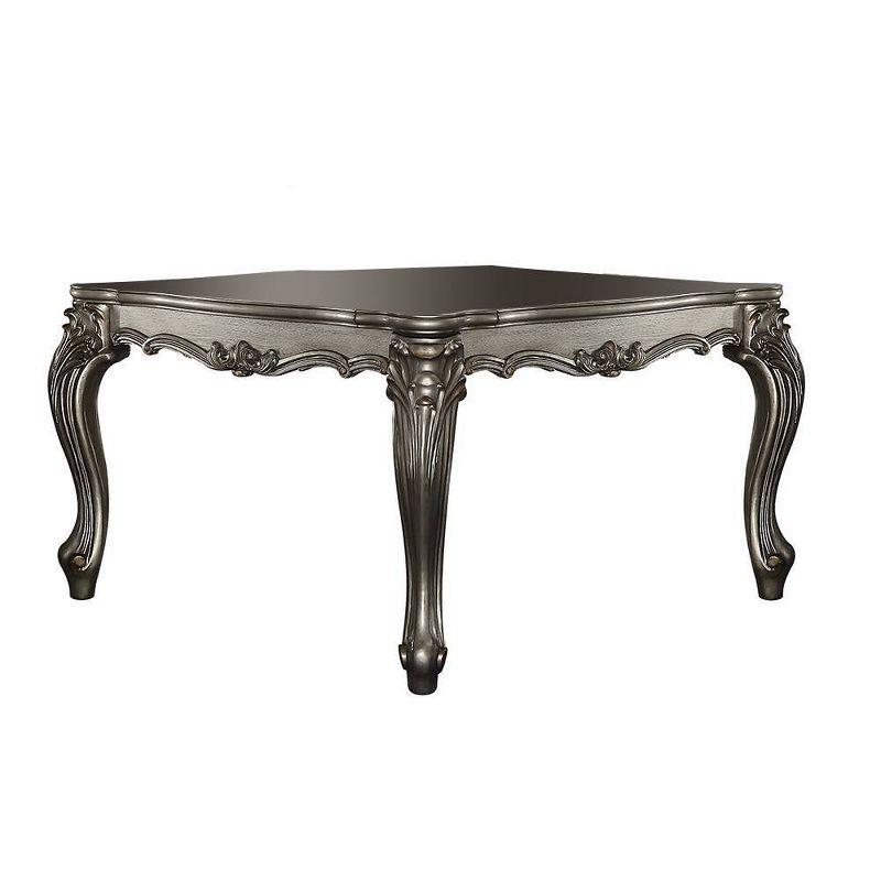 55" Versailles Dining Table Antique Platinum - Acme Furniture: Traditional Style, Scrolled Feet, Nailhead Trim, Wood Frame