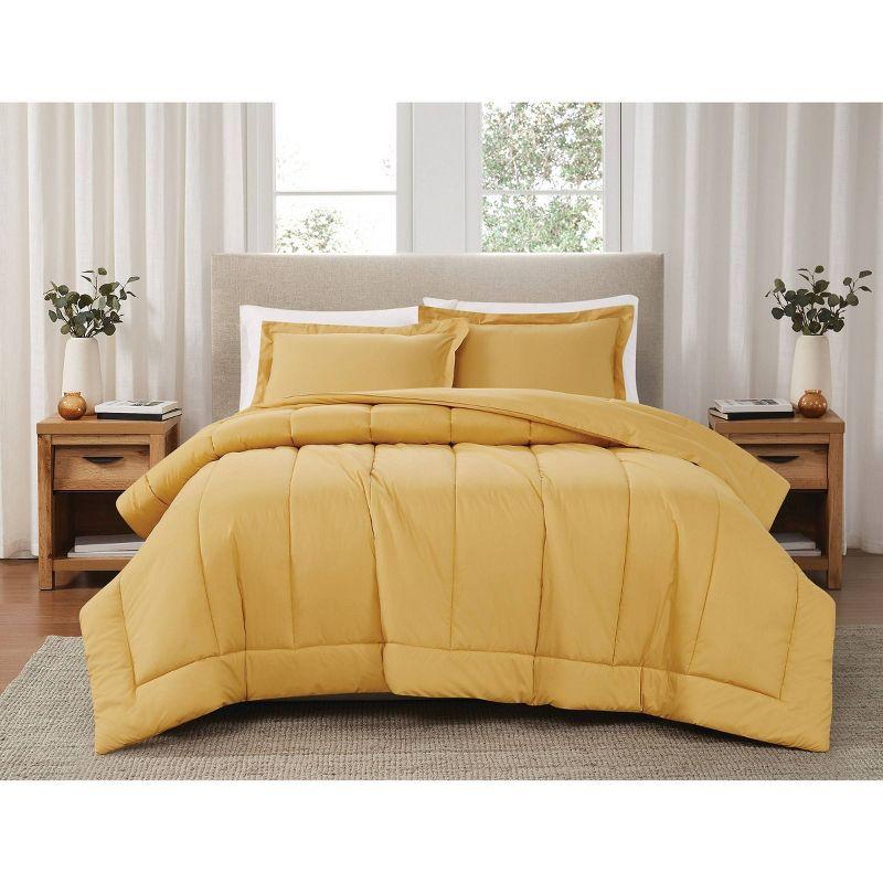 Brooklyn Loom 3pc King Percale Comforter Set Mustard Yellow