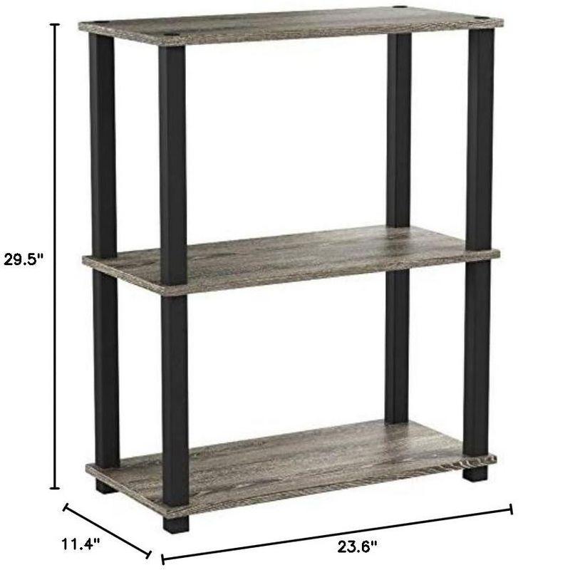 Furinno Reversible 3-Tier Compact Ladder Bookshelf Multipurpose Shelf Display Rack with Square Tube