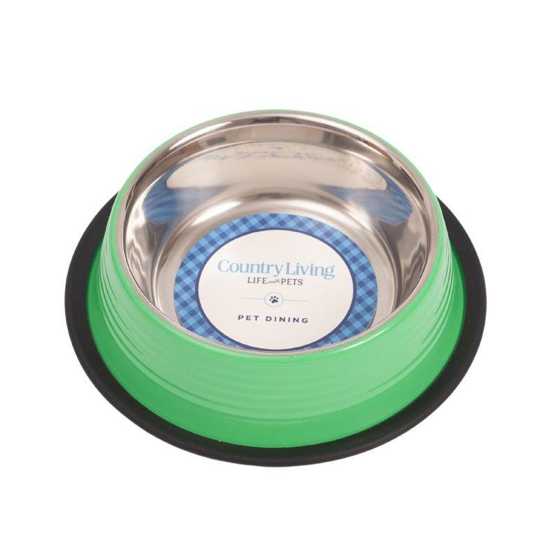 Country Living Set of 2 Ribbed No-Tip Non-Skid Pet Bowls - Durable & Safe for Dogs - Prevents Spills, Easy to Clean