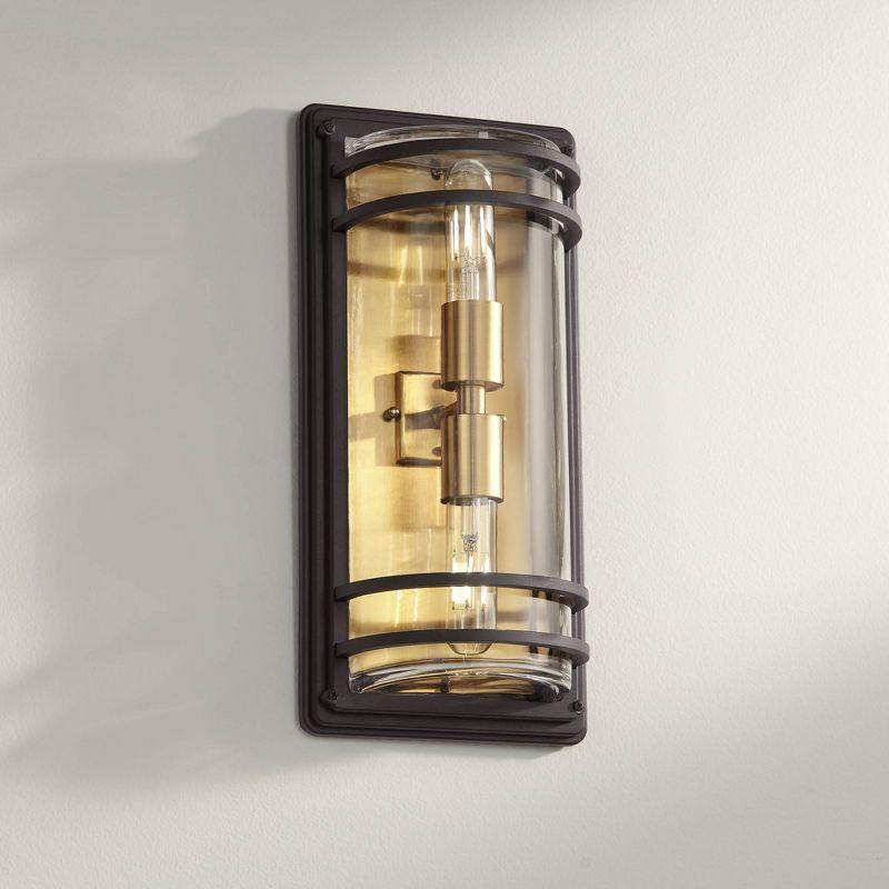 Modern Luxe 21" Black and Gold Wall Sconce with Clear Glass