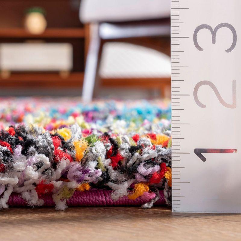 Nuloom Kindra Abstract 4x6 Shag Indoor Area Rug for Living Room Bedroom Dining Room Nursery, Multicolor/Red