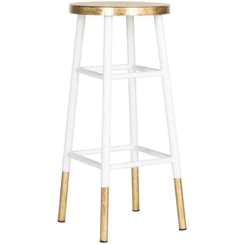 Emery Dipped Gold Leaf Bar Stool - FOX3230 - White/Gold - Safavieh Couture