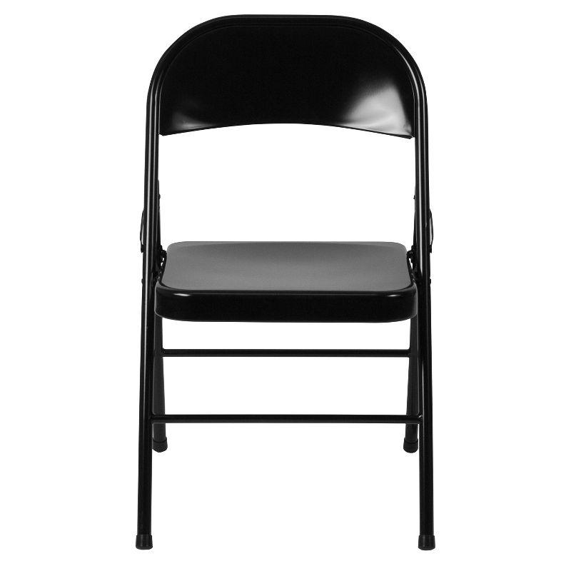 Black 18 Gauge Steel Mid-Back Folding Chair with Cushions