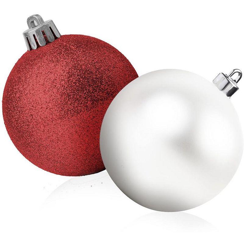 R N' Ds Shatterproof Christmas Ball Tree Ornament - Red and White - 100 Pack