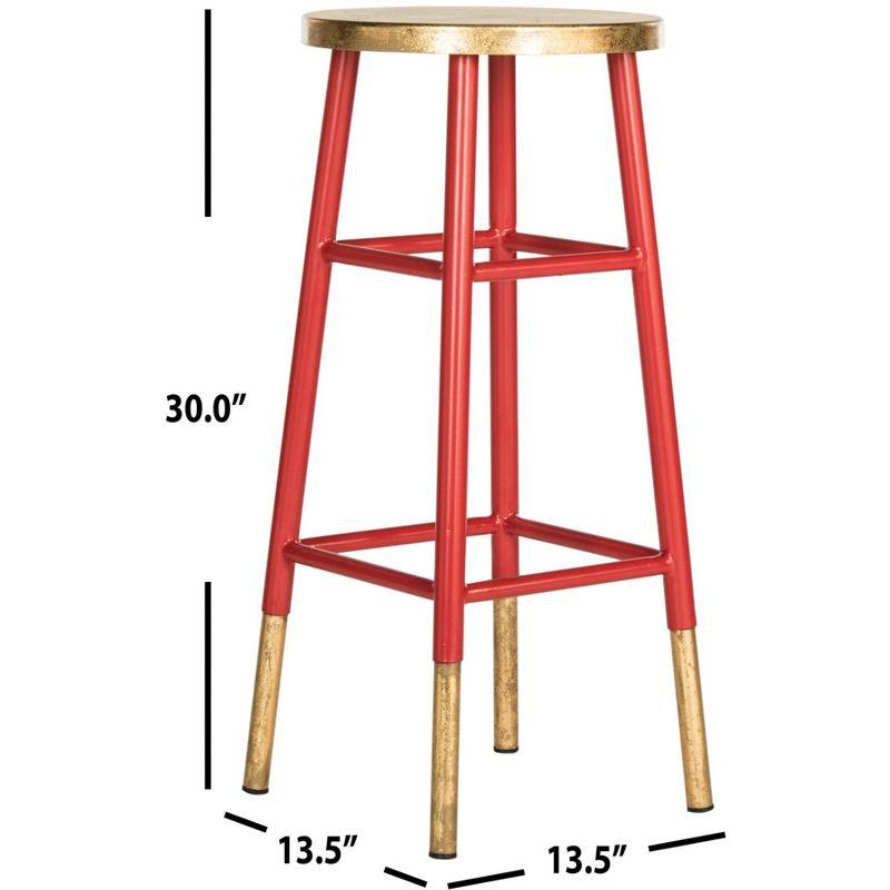 Emery Dipped Gold Leaf Bar Stool - FOX3230 - Red/Gold - Safavieh Couture