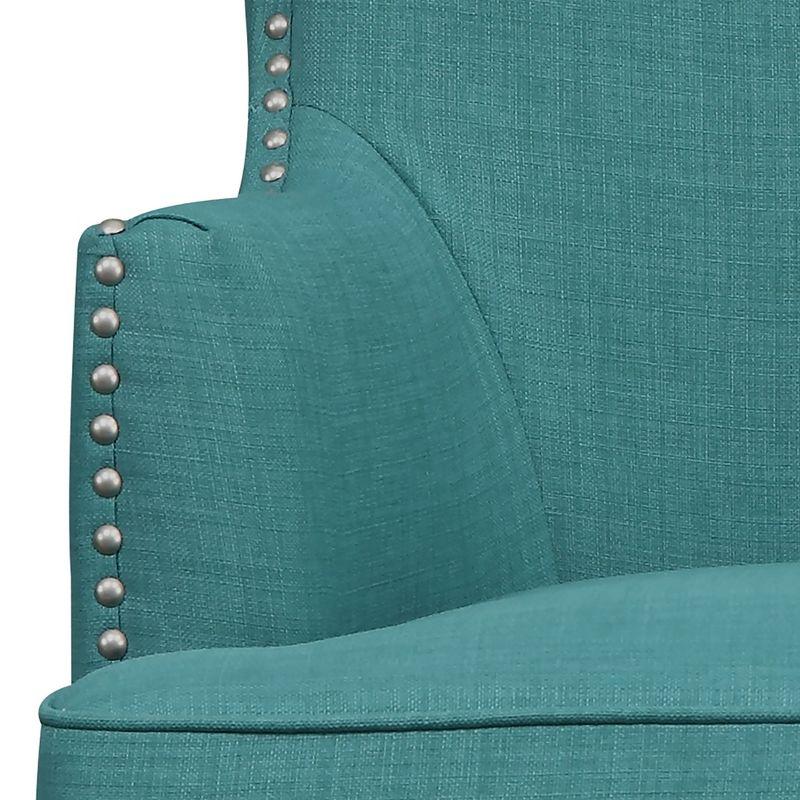 Picket House Furnishings Karson High Back Upholstered Chair Teal: Occasional Slipper Chair, Polyester Fabric, Wood Legs