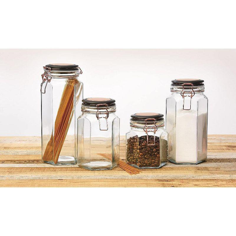 Amici Home Adler Collection Food Safe Hermetic Preserving Glass Canister With Lid & Clippers