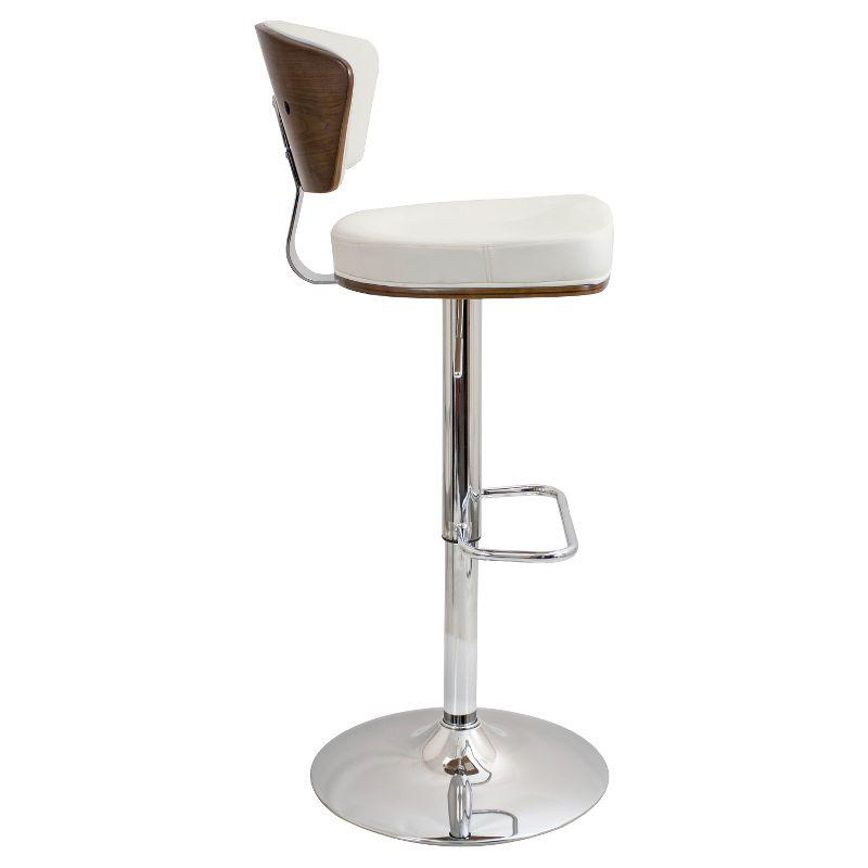 Walnut & White Faux Leather Adjustable Swivel Barstool