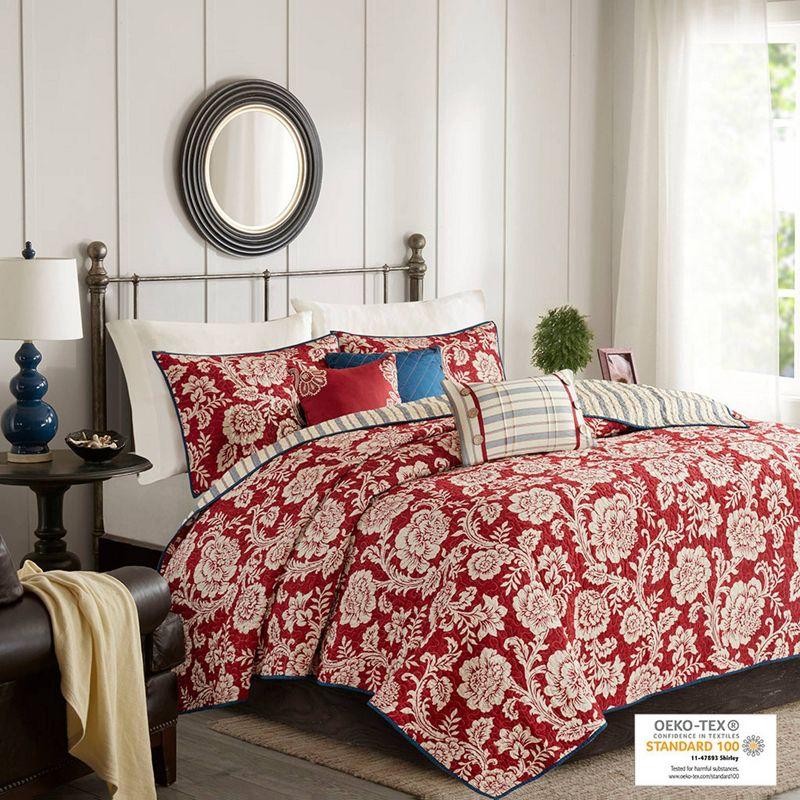 Madison Park Lucy Reversible Cotton Twill Quilt Set with Throw Pillows