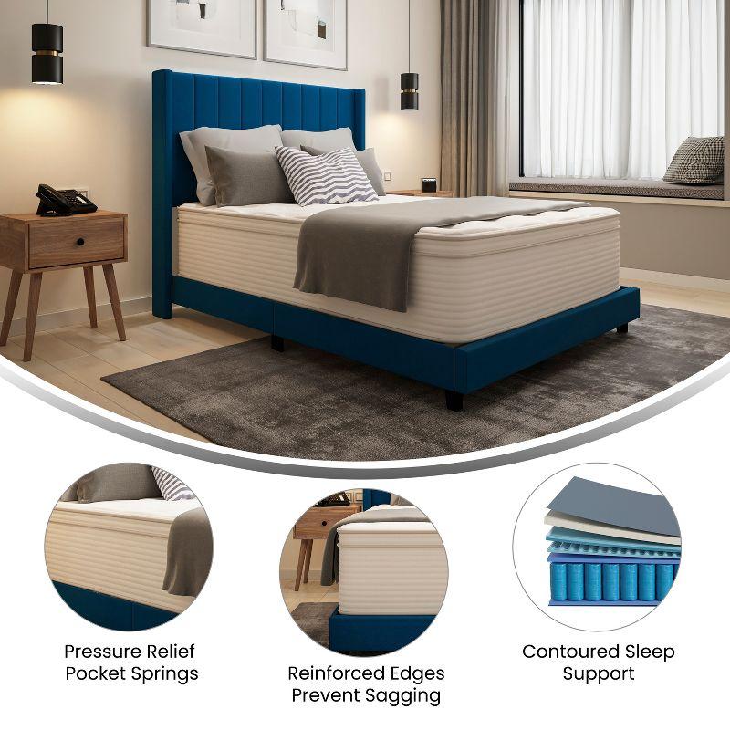 Merrick Lane 14" Premium Comfort Euro Top Hybrid Pocket Spring and Memory Foam Mattress in a Box with Reinforced Edge Support