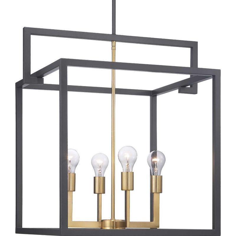 Progress Lighting Blakely 4-Light Pendant, Steel, Graphite Finish, Geometric Design, Satin Brass Accents, Modern & Traditional