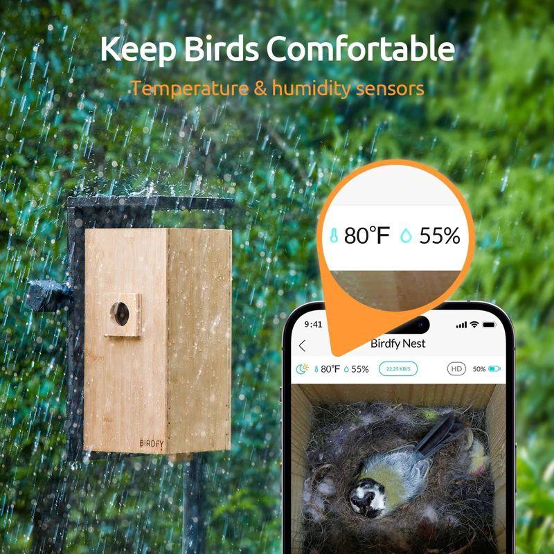 Birdfy NETVUE Birdfy Hummingbird Feeder with 2 Cameras Solar Powered - Dual Smart Cams, 2K HD Wireless for 2 Angels Close-up Bird Watching Outdoor, Instant Notifications (20Oz) (Hum Duo AI Solar)