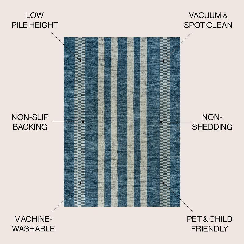 Vichy Geometric Striped Machine-Washable Indoor Area Rug - JONATHAN Y