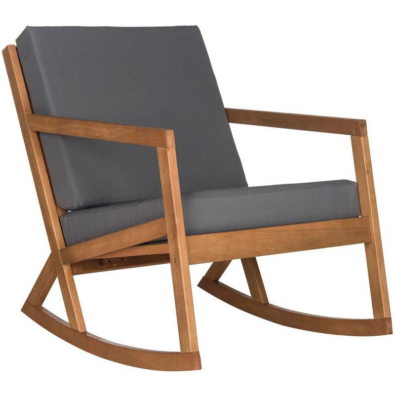 Eucalyptus Wood Black and Brown Rocking Chair with Cushions