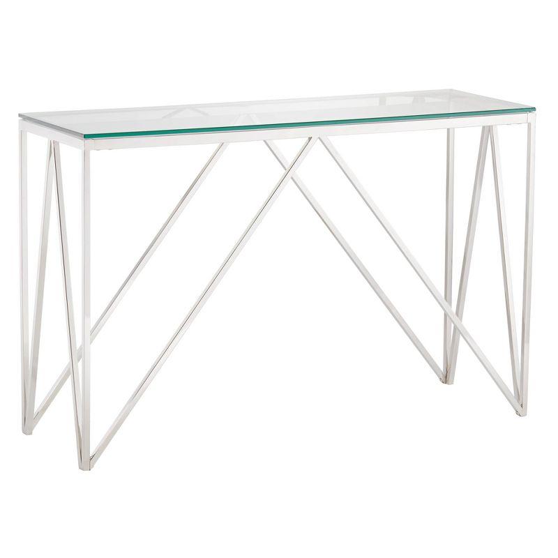 Modern Chrome Stainless Steel and Glass Console Table