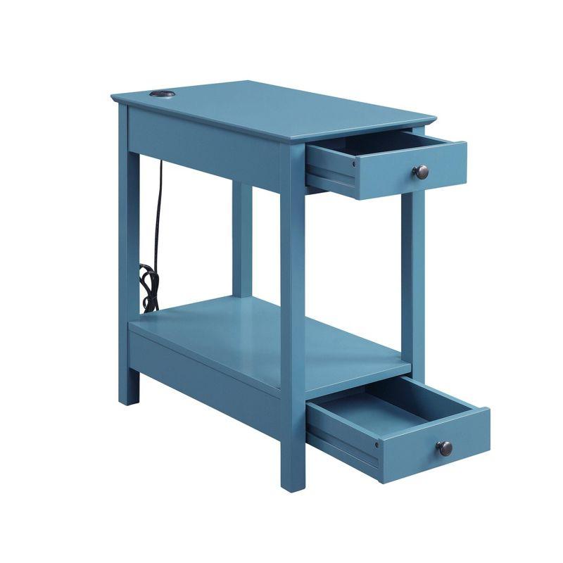 Byzad Side Table with USB Charging Dock Teal - Acme Furniture: Modern Storage, Drawer, Shelves, MDF Wood