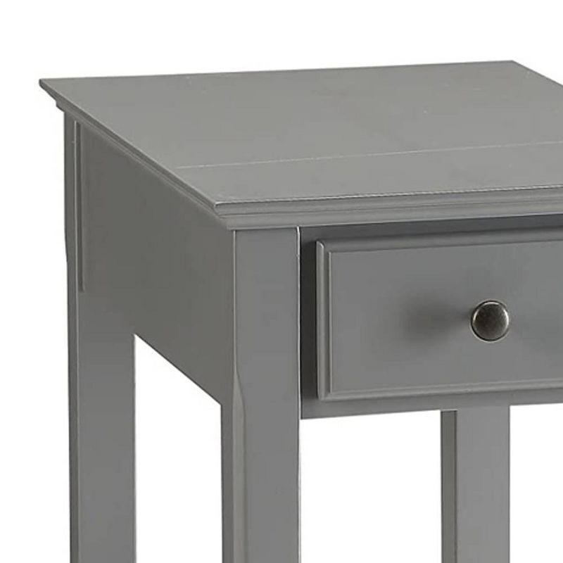 13" Bertie Accent Table Gray - Acme Furniture: Sturdy MDF, Metal Frame, No Assembly Required