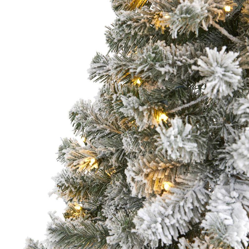 6ft Nearly Natural Pre-Lit LED Flocked West Virginia Fir Artificial Christmas Tree Clear Lights