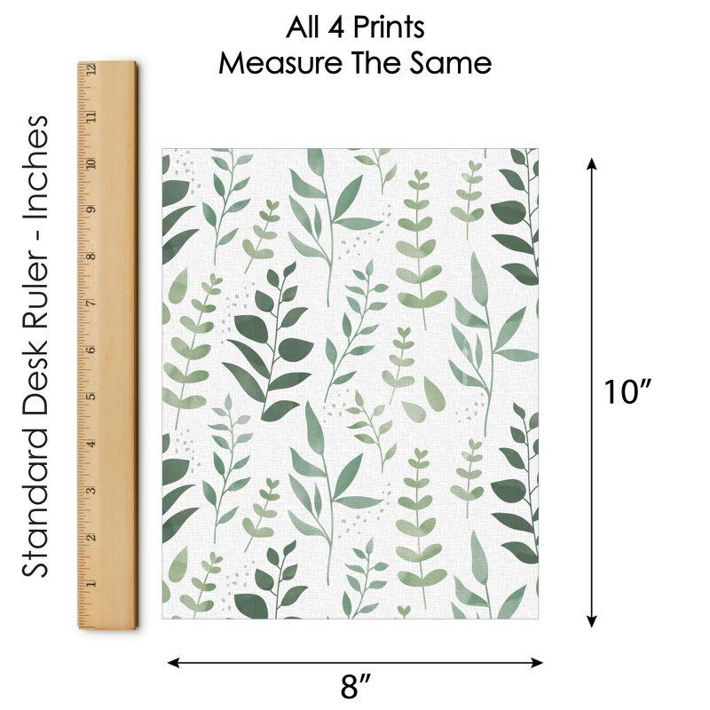 Boho Botanical Greenery Linen Paper Wall Art Set of 4